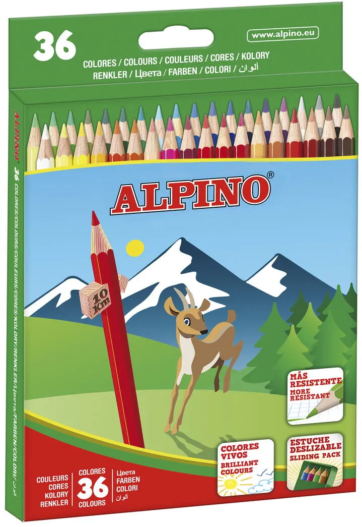 Alpino Creioane colorate, cutie carton, 36 culori/set, ALPINO
