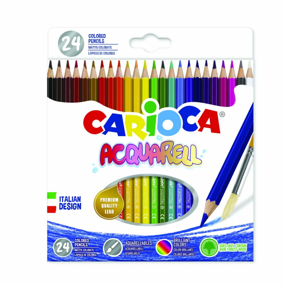 Carioca Creioane colorate CARIOCA Acquarell, hexagonale, 24 culori/cutie - cutie carton