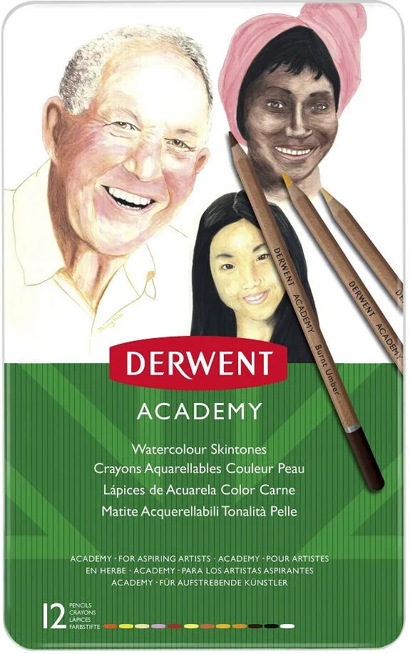 DERWENT Creioane acuarela DERWENT Academy, tonurile pielii, 12buc/set, diverse culori