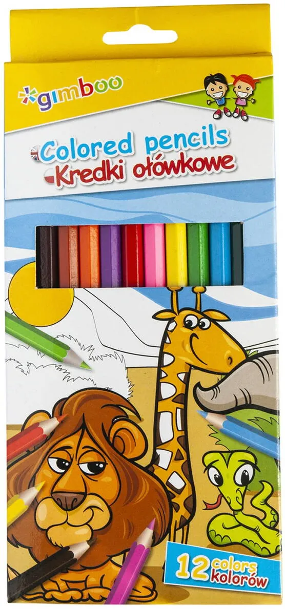 GIMBOO Creioane colorate, 12 culori/cutie, GIMBOO