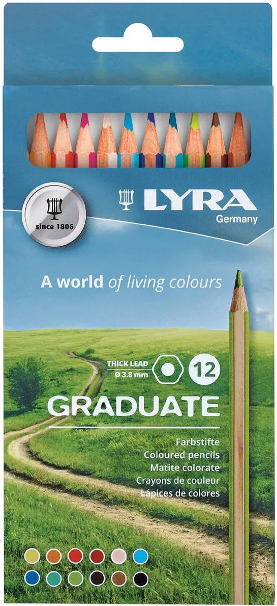 LYRA Creioane colorate LYRA Graduate Graphite, 12 culori/cutie