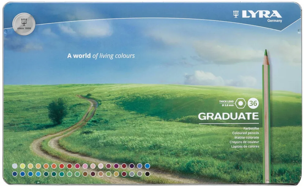 LYRA Creioane colorate LYRA Graduate Graphite, 36 culori/cutie metalica