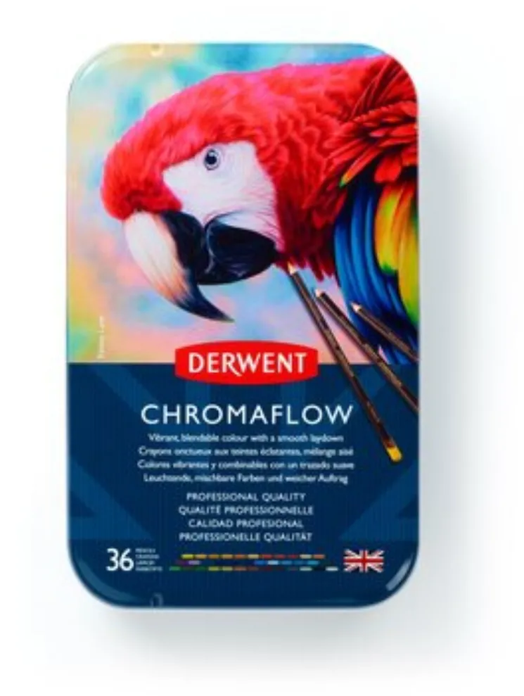 DERWENT Creioane colorate Derwent Professional Chromaflow, cutie metalica, 36 buc/set