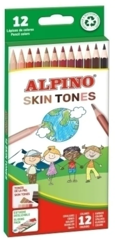 Alpino Creioane colorate, cutie carton, 12 culori/set, ALPINO - Skin Tones