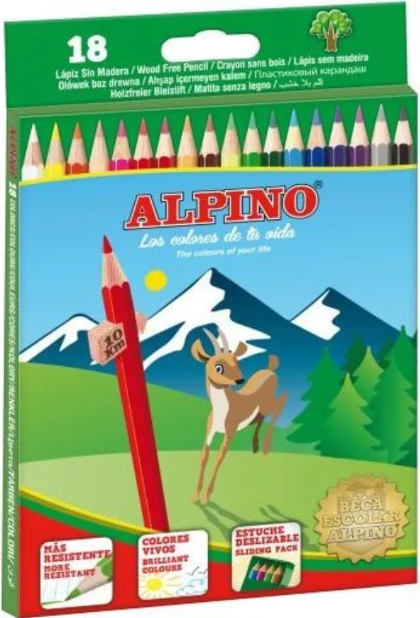 Alpino Creioane colorate, cutie carton, 18 culori/set, ALPINO