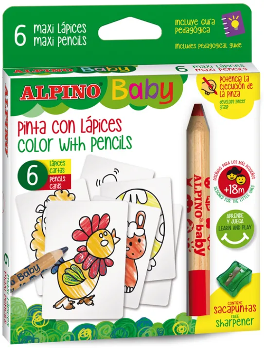 Alpino Set 6 creioane pentru desen artistic Alpino + ascutitoare + radiera