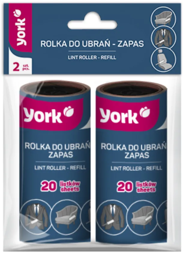 York Rezerva rola adeziva pentru scame, par si praf, 2 role/set, YORK
