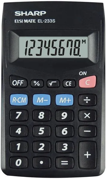 Sharp Calculators Calculator de buzunar, 8 digits, 103x60x8mm, SHARP EL-233SBBK - negru