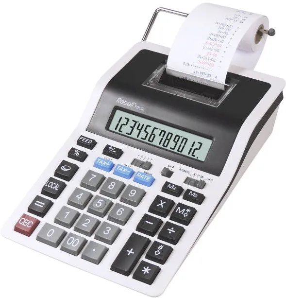 Rebell Calculator cu banda, 12 digits, 219 x 154 x 58 mm, Rebell PDC 20 - alb/negru
