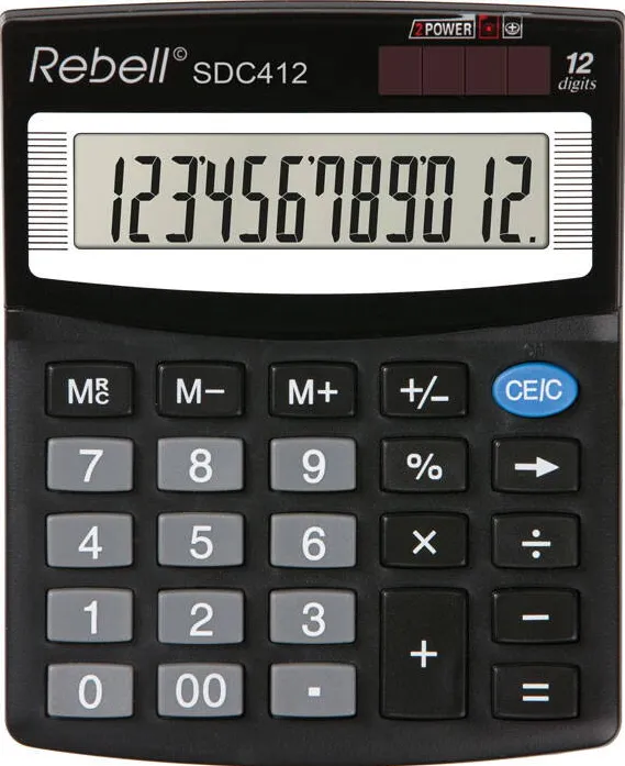 Rebell Calculator de birou, 12 digits, 125 x 100 x 27 mm, Rebell SDC 412 - negru