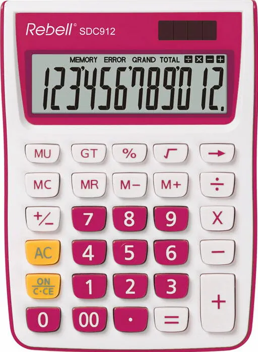 Rebell Calculator de birou, 12 digits, 145 x 104 x 26 mm, Rebell SDC 912 - alb/roz