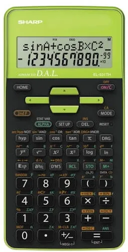 Sharp Calculators Calculator stiintific, 10 digits, 273 functii, 161x80x15mm, dual power, SHARP EL-531THBGR-negru/verd