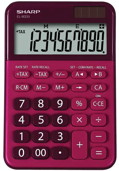 Sharp Calculators Calculator de birou, 10 digits, 149x100x27mm, dual power, SHARP EL-M335BRD - rosu