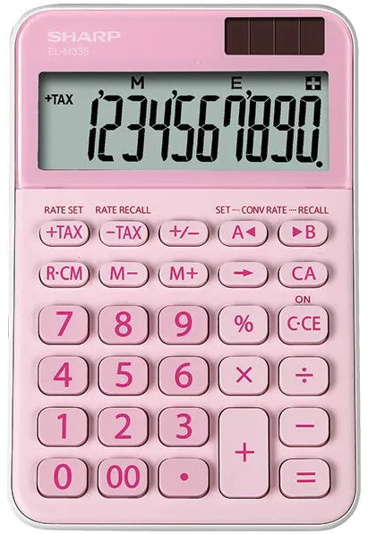 Sharp Calculators Calculator de birou, 10 digits, 149x100x27mm, dual power, SHARP EL-M335BPK - roz