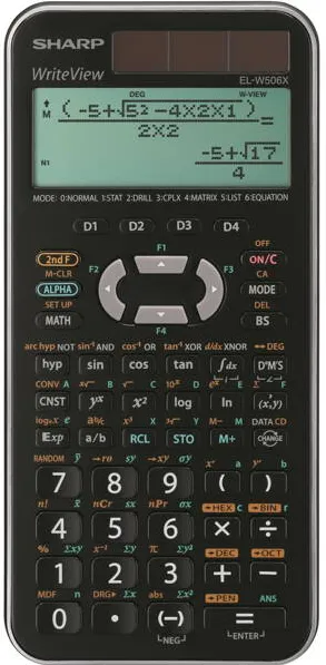 Sharp Calculators Calculator stiintific, 16 digits, 640 functii, 166x80x15mm, dual power, SHARP EL-W506XSL-negru/argin
