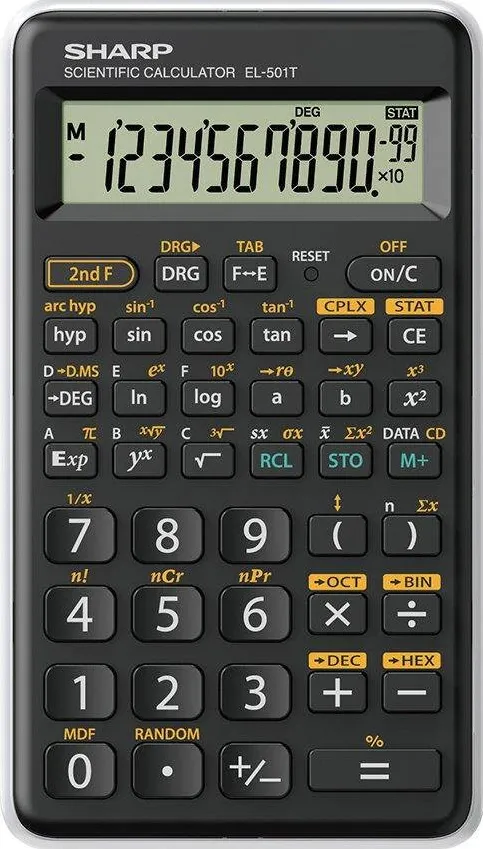 Sharp Calculators Calculator stiintific, 10 digits, 131 functii, 144x75x10mm, SHARP EL-501TBWH - negru/alb