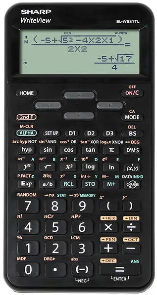Sharp Calculators Calculator stiintific, 16 digits, 420 functii, 157x78x15mm, SHARP EL-W531TLBBK - negru