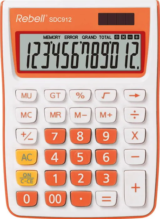 Rebell Calculator de birou, 12 digits, 145 x 104 x 26 mm, Rebell SDC 912 - alb/orange
