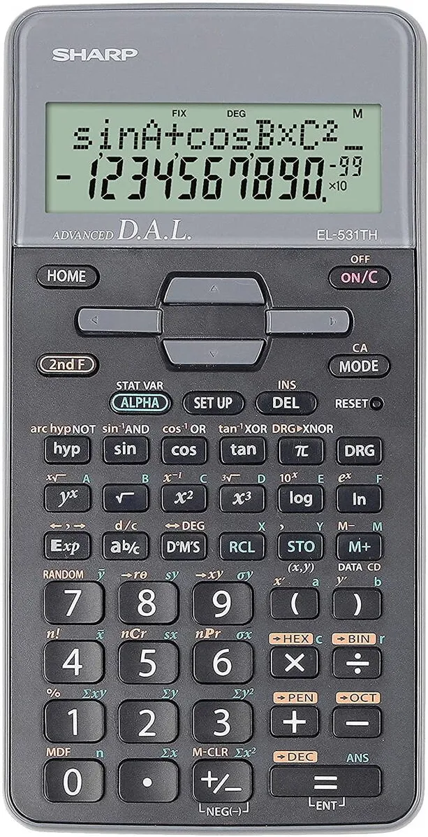 Sharp Calculators Calculator stiintific, 10 digits, 273 functii, 161x80x15mm, dual power, SHARP EL-531THBGR-negru/gri