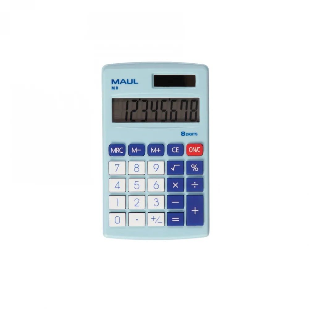 Maul Calculator de buzunar M 8, 8 digits - albastru deschis