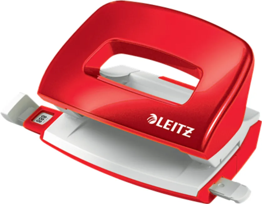 Leitz Perforator metalic LEITZ WOW 5060 MINI NeXXt Series, 10 coli, rosu