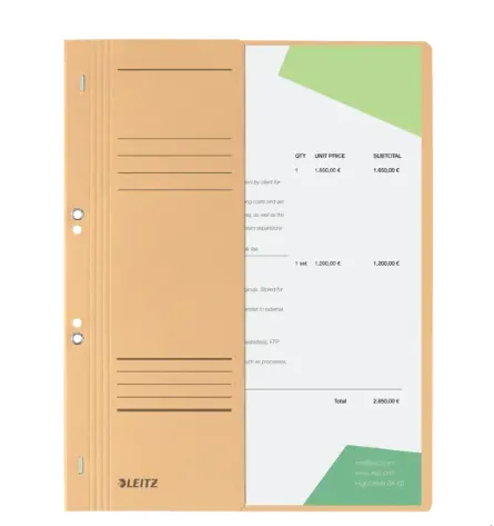 Leitz Dosar cu sina Leitz 1/2, carton, A4, cu capse, 170 coli, kraft