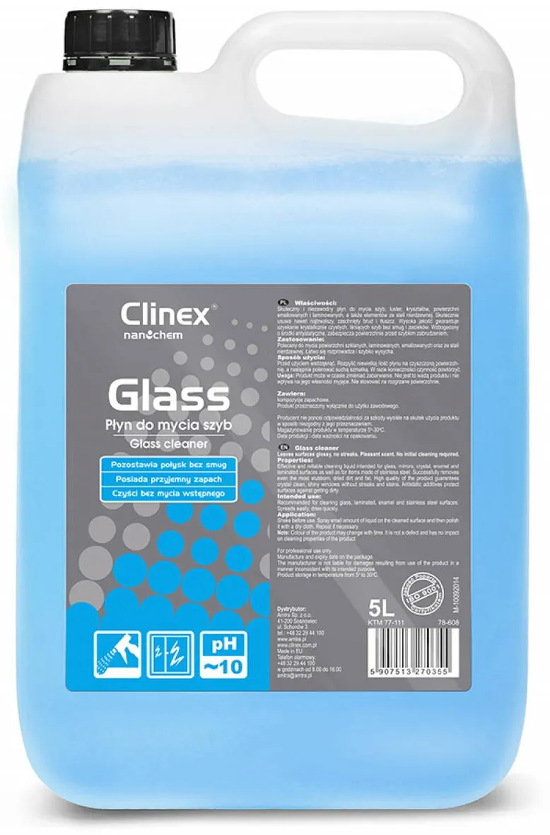 Clinex Glass, 5 litri, solutie pentru spalat geamuri