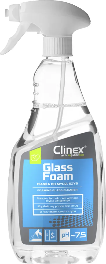 Clinex Glass Foam, 650 ml, cu pulverizator, spuma pentru curatare geamuri