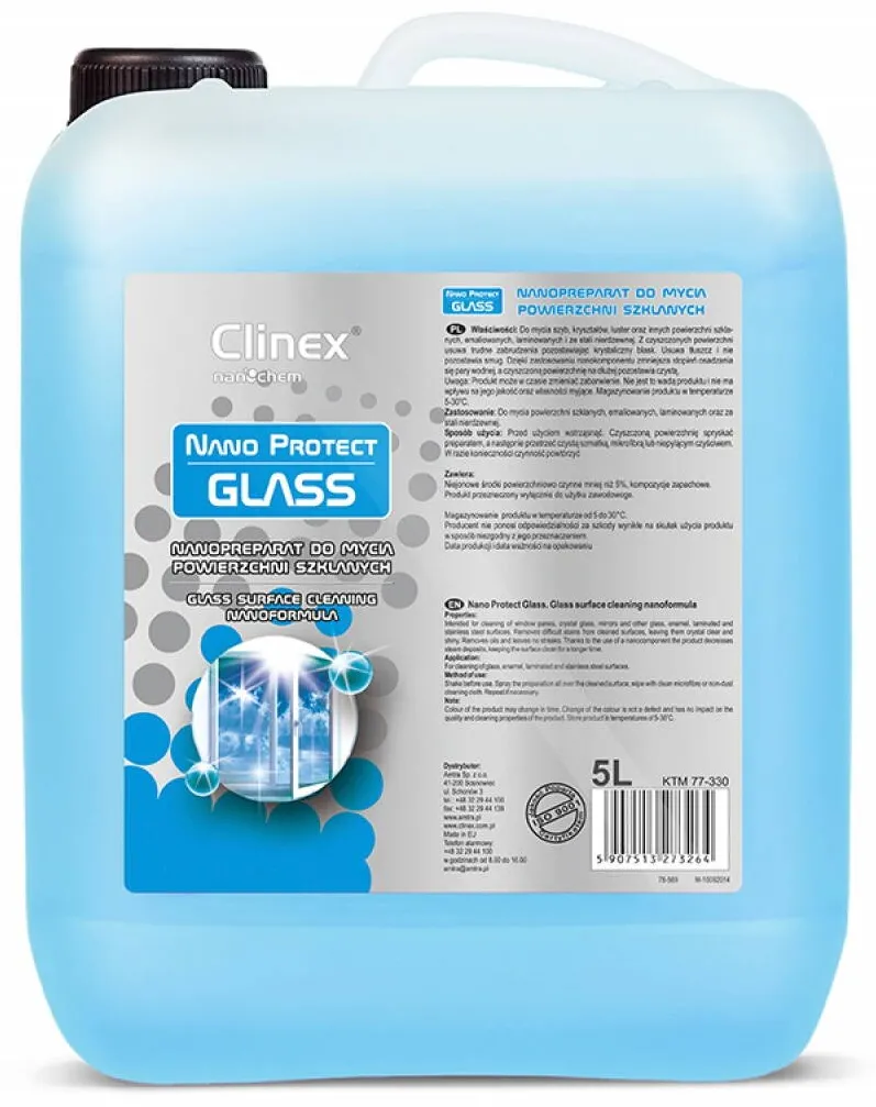 Clinex NanoProtect Glass, 5 litri, solutie pentru spalat geamuri, efect anti-aburire