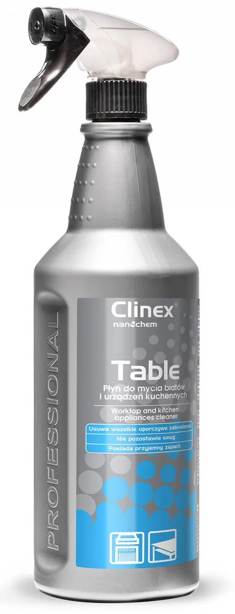 Clinex Table, 1 litru, cu pulverizator, solutie pt. curatare suprafete si aparate din bucatarie