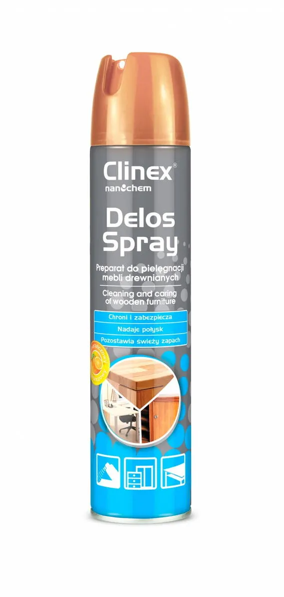 Clinex Delos Shine, 300 ml, spray pentru curatare si intretinere mobila, cu efect de stralucire