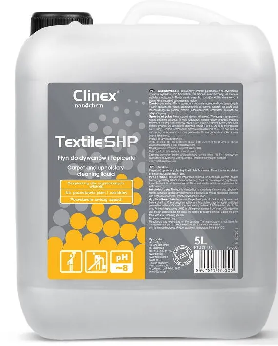 Clinex Textile SHP, 5 litri, solutie pentru curatare covoare si tapiterie