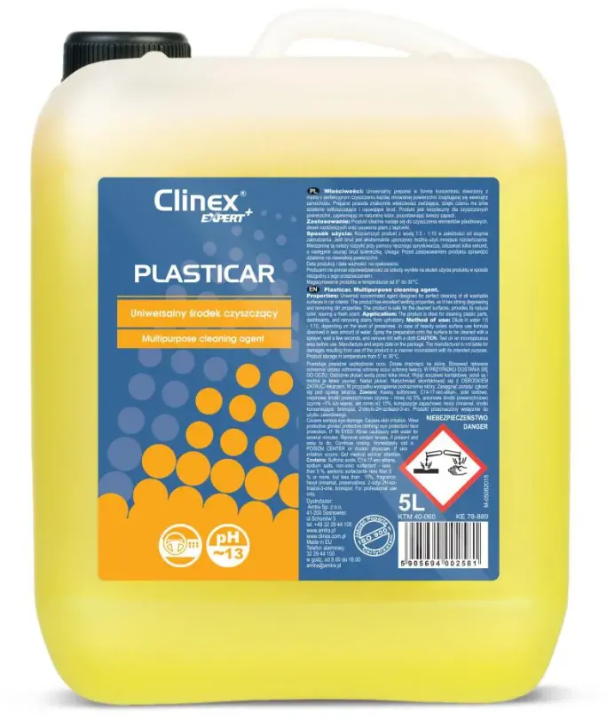 Clinex EXPERT+ Plasti Car, 5 litri, detergent pentru curatarea componentelor auto din plastic