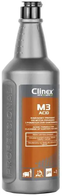 Clinex M3 Acid, 1 litru, detergent pentru suprafete sanitare, curata si neutralizeaza suprafetele