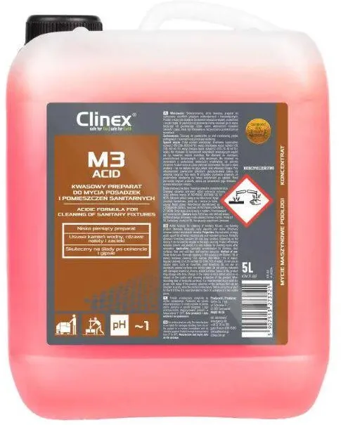 Clinex M3 Acid, 5 litri, detergent pentru suprafete sanitare, curata si neutralizeaza suprafetele