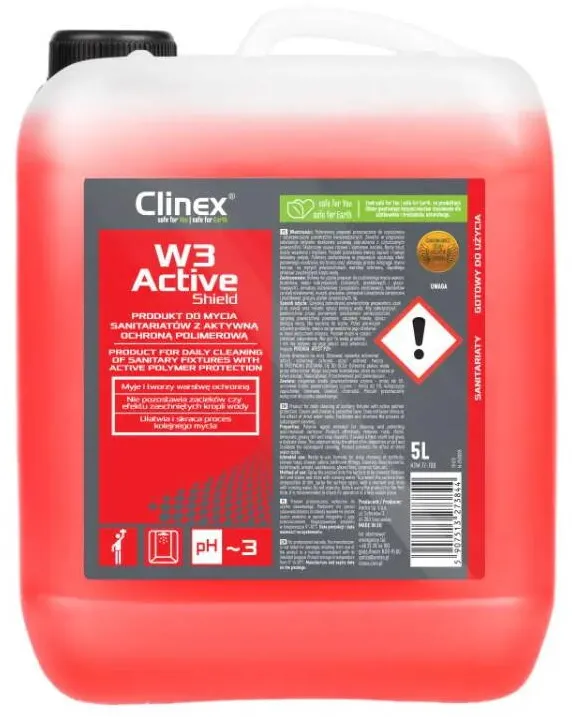 Clinex W3 Active Shield, 5 litri, solutie delicata, curatare suprafete sanitare/bai