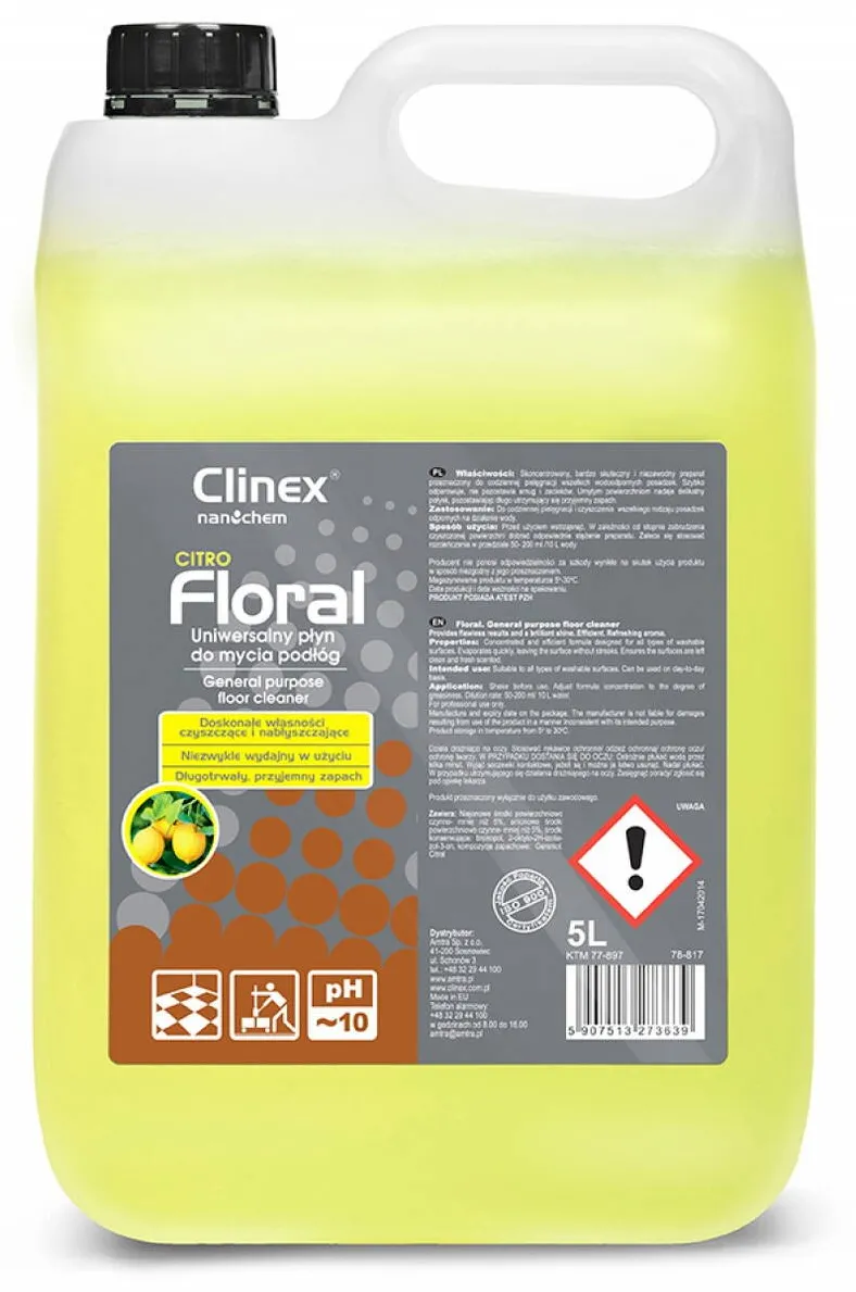 Clinex Floral Citro, 5 litri, detergent lichid pentru curatarea pardoselilor