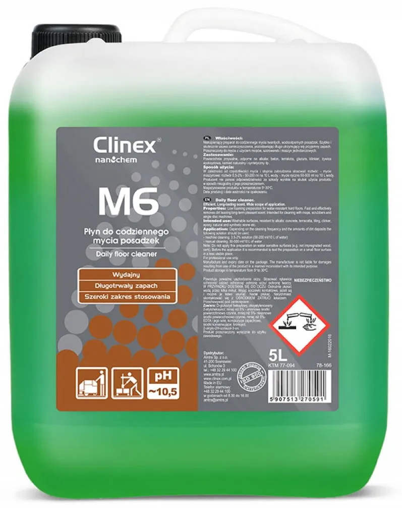 Clinex M6 Medium, 5 litri, detergent fara spuma pentru curatare pardoseli