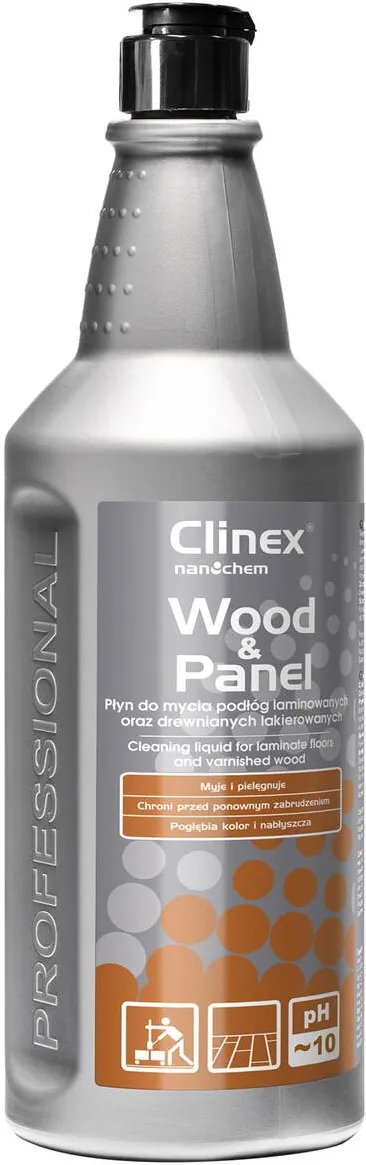 Clinex Wood & Panel, 1 litru, detergent lichid, concentrat, pt. curatare parchet si suprafete lemn