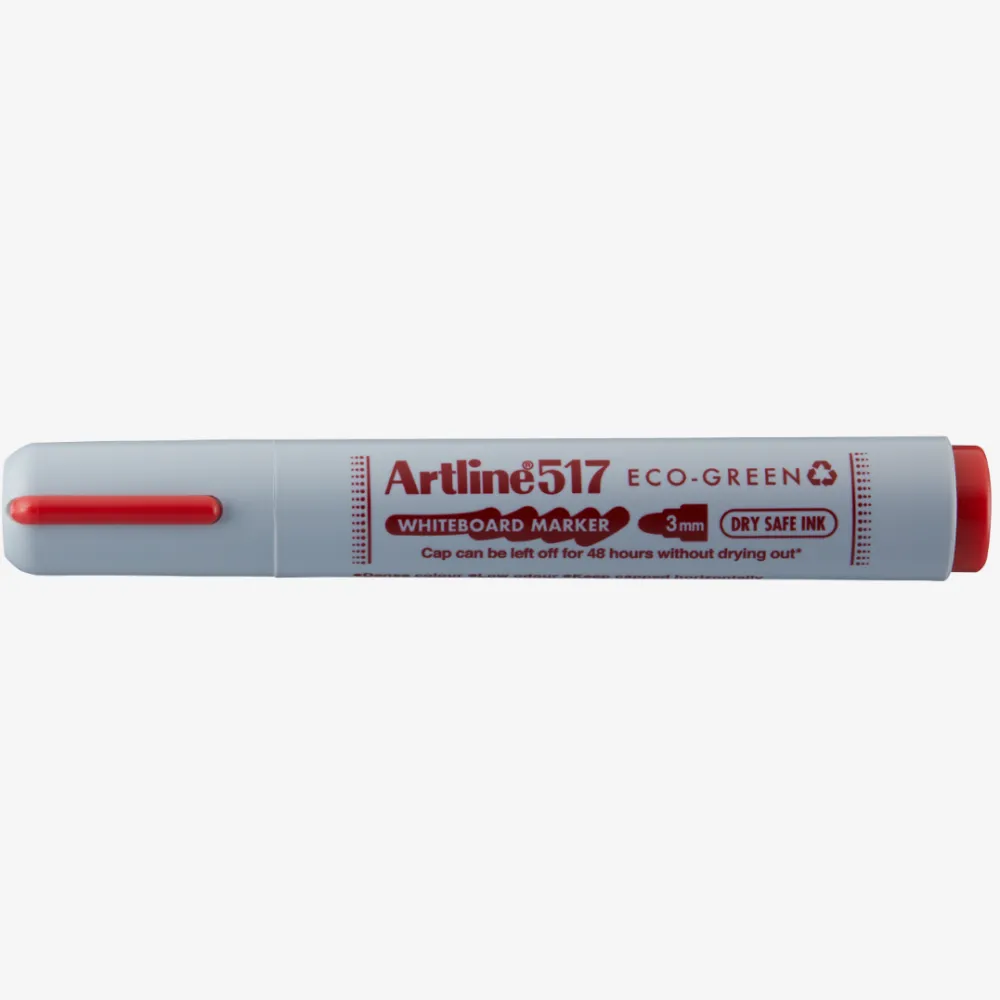 Artline Marker pentru tabla de scris ARTLINE 517 Eco Green - Dry safe ink 48h, varf rotund 3.0mm - rosu