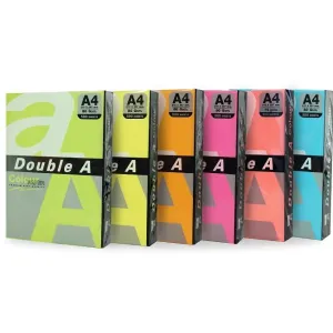 Double A Hartie color pentru copiator A4, 80gsm, 100coli/top, Double A - 5 culori intense asortate