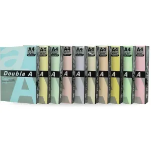 Double A Hartie color pentru copiator A4, 80gsm, 100coli/top, Double A - 5 culori pastel asortate