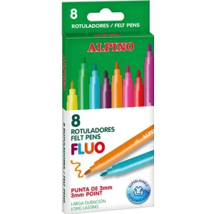 Alpino Carioca lavabila, 8 culori/cutie, ALPINO Fluo - culori fluorescente
