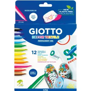 GIOTTO Carioca permanenta pentru textile, 12 culori/cutie, GIOTTO Decor Textile