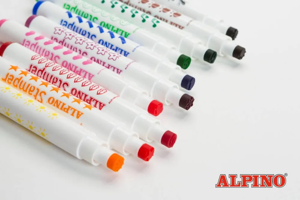 Alpino Set 12 stampile, diverse forme, cutie carton, ALPINO Duo Stamper