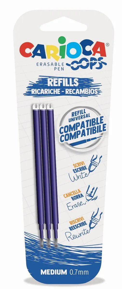Carioca Rezerve pix erasable, 3 buc/blister, CARIOCA Oops - albastre