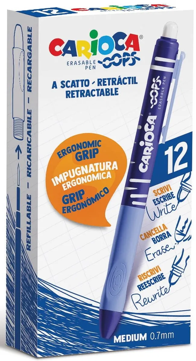 Carioca Pix erasable, 0.7mm, retractabil, CARIOCA Oops - albastru