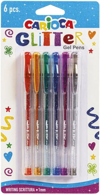 Carioca Pix cu gel, 6 buc/set, varf 1 mm, cerneala cu sclipici, CARIOCA