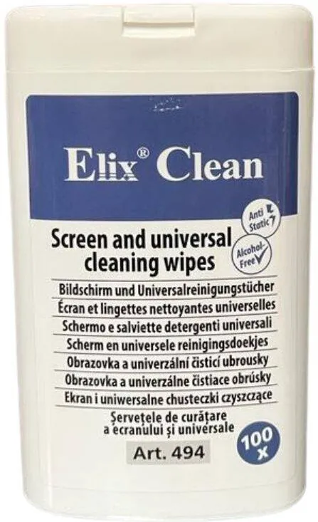 Solutie de curatare ELIX Clean Servetele umede mici pentru curatare monitoare TFT/LCD/notebook, 100/tub, ELIX Clean
