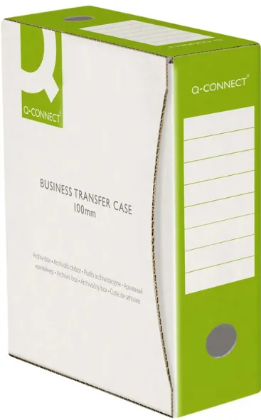 Q-CONNECT Cutie arhivare 100mm, 100x339x298mm, carton 400gsm, Q-Connect - alb/verde
